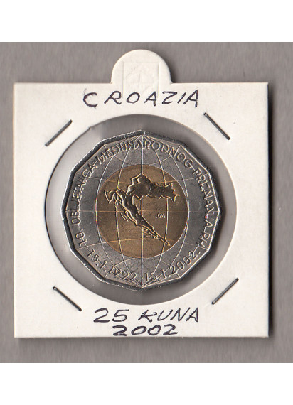 2002 - 25 Kuna Croazia 10 ° anniversario del riconoscimento internazionale